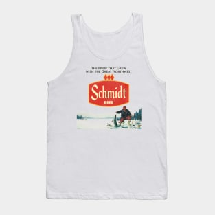 Schmidt Beer Retro Defunct Ice Fishing Nature Scene Tank Top